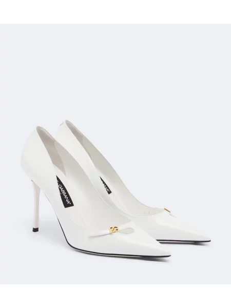 Pantofi cu toc Dolce&gabbana din piele de lac alb