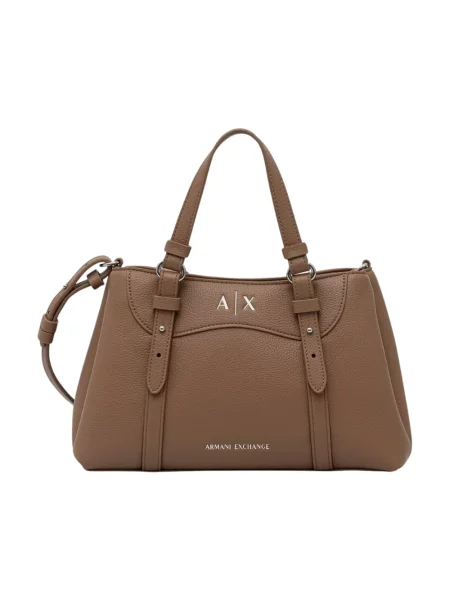 Armani Exchange torebka crossbody z imitacji skóry beżowa