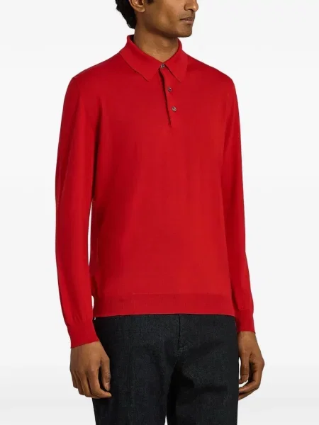 Lung tricou polo Kiton roșu