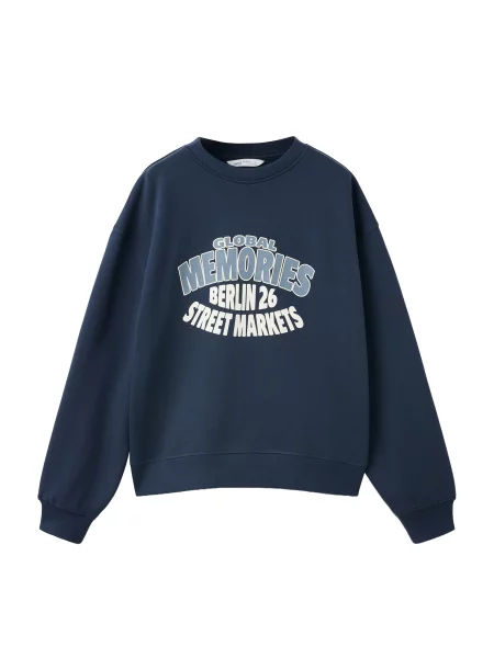 MANGO KIDS Mikina tmavomodrá / modrosivá / prírodná biela