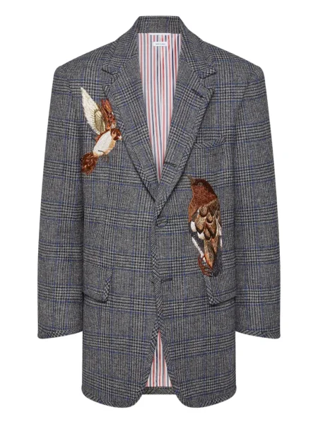 Sacou Thom Browne în carouri gri