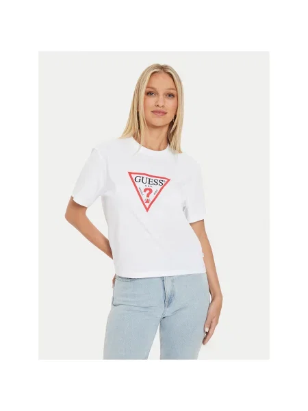 Guess T-Shirt Boxy Fit λευκό