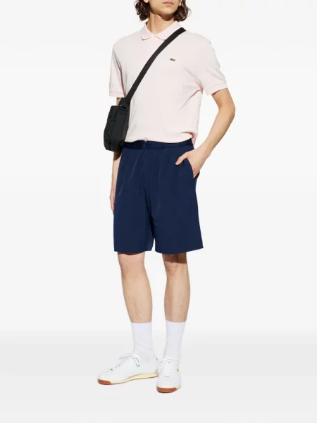 Къс поло тениска Lacoste с автограф розово