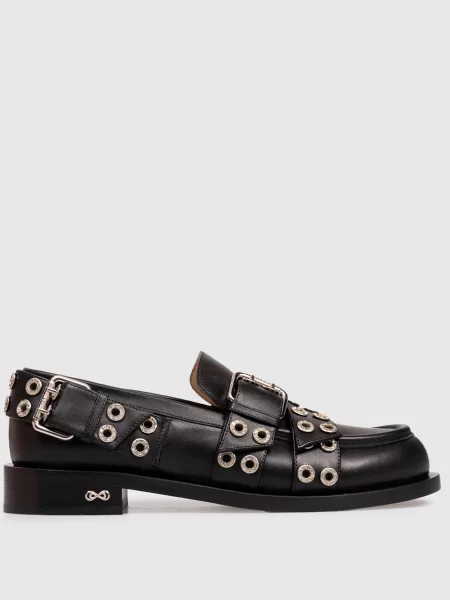 Шкіряні лофери з ремінцями Mach&mach чорні