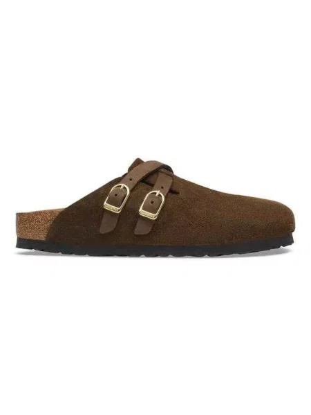 Klapki Birkenstock skórzane brązowe
