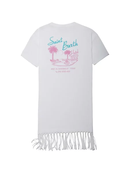 Rochie mini Mc2 Saint Barth cu franjuri alb