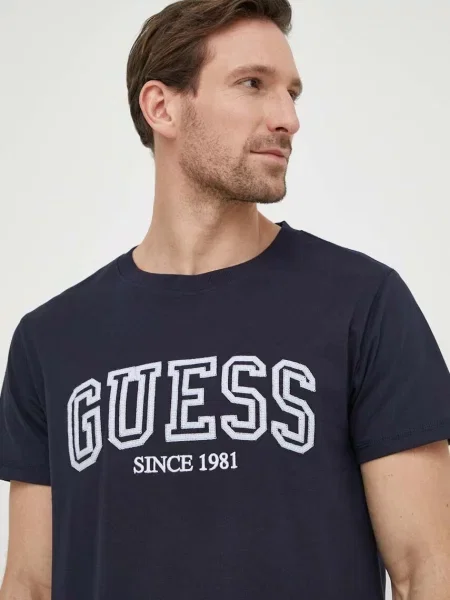 Тениска Guess с апликация тъмносиньо