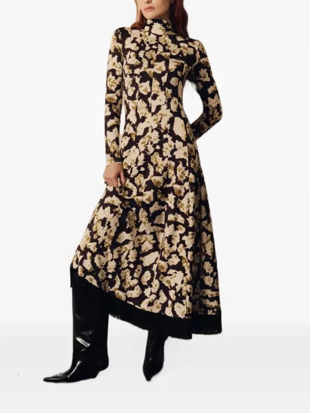 Rochie midi Cara Cara cu franjuri negru