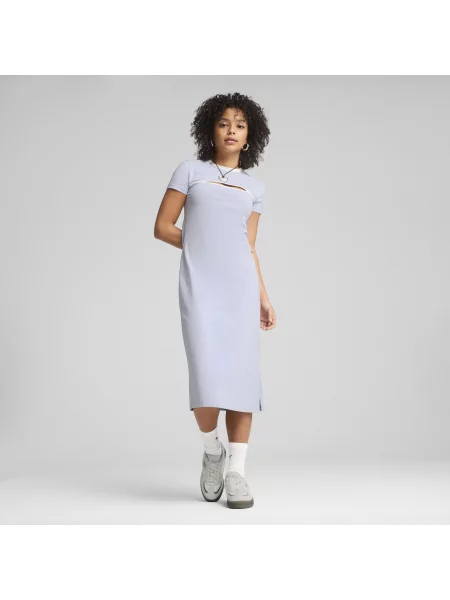 Sukienka Puma Wardrobe Ess Midi Cut out Dress niebieska