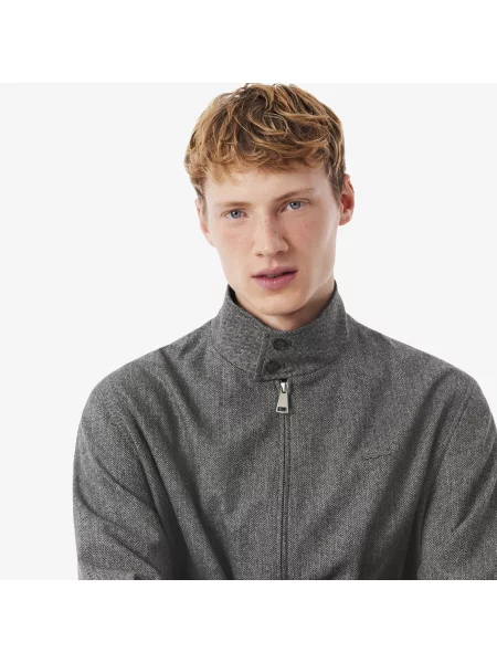 Lacoste Wełniana Kurtka Harrington szary