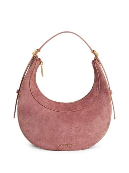 Geantă shopper Coccinelle din piele de căprioară roz
