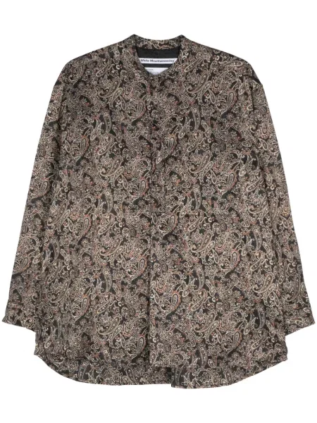 Cămașă White Mountaineering din satin cu imagine cu model paisley alb