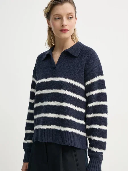 Пуловер Levi's SATELLITE POLO SWEATER дамски тъмносиньо