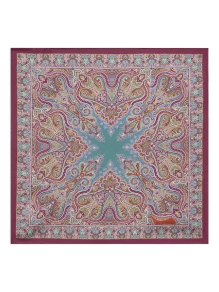 Fular Etro de mătase cu model floral roșu