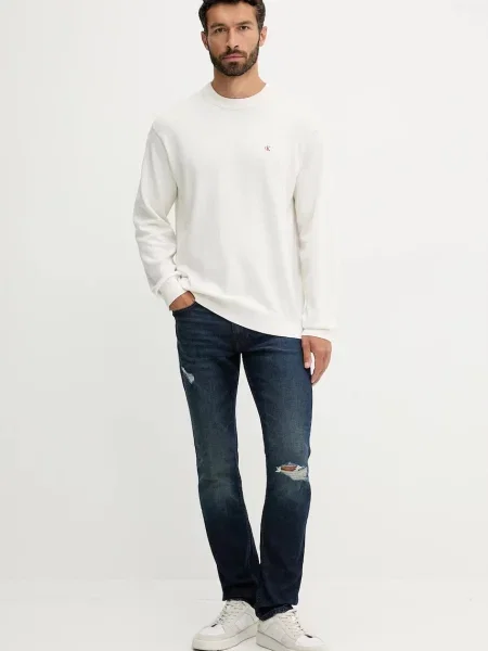 Calvin Klein Jeans Bombažen pulover bež