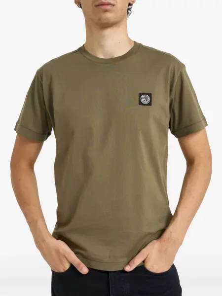 Tricou Stone Island din jerseu cu strasuri verde