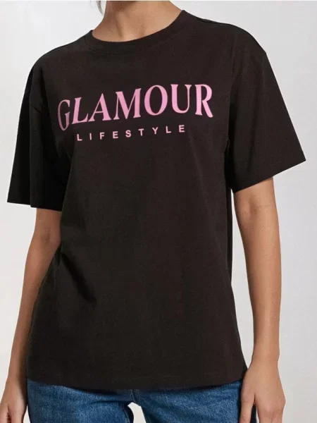 Футболка з написом темно коричневий