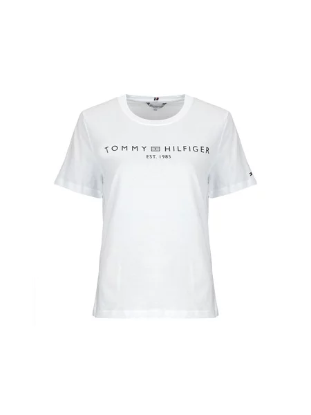 Majica Tommy Hilfiger s kratkimi rokavi z avtogramom bela