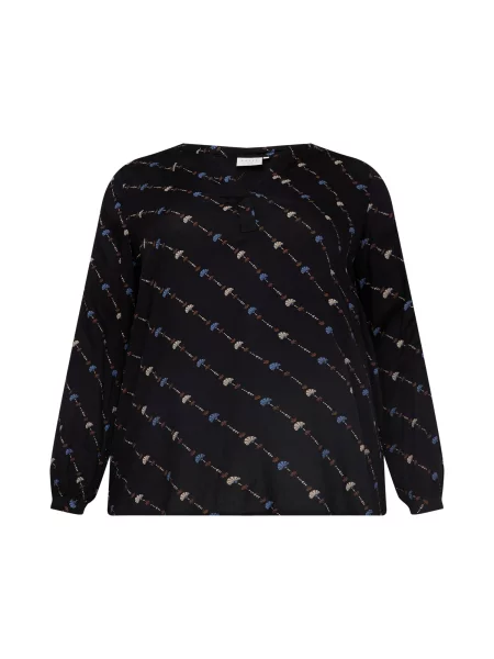 KAFFE CURVE Halenka Lenna Tilly béžová / kouřově modrá / hnědá černá