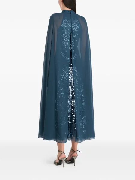 Oblekové midi šaty Needle & Thread s flitry po kolena modré