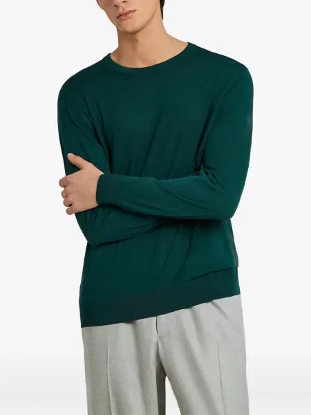 Pulover Kiton de lână cu decolteu rotund verde