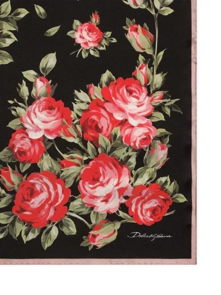 Fular Dolce & Gabbana cu model floral negru