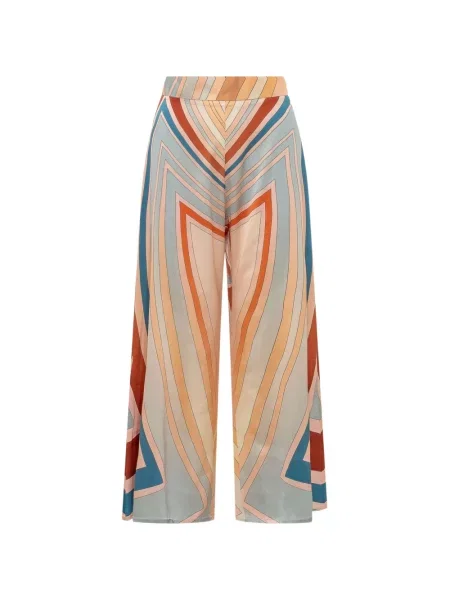 Pantaloni Kose cu imagine cu imprimeu geometric albastru
