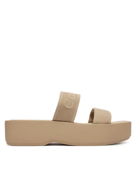 Papucs Calvin Klein Flatform Sndl Webbing bézs