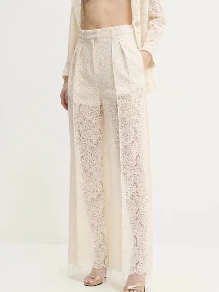 Simona Corsellini pantaloni femei lat high waist bej