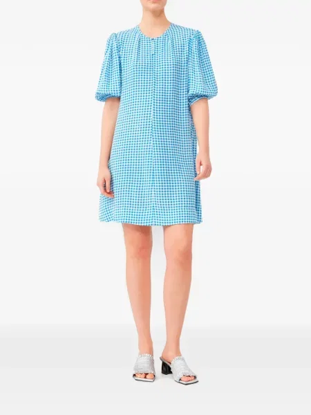 Rochie mini Ganni cu imagine din crep albastru