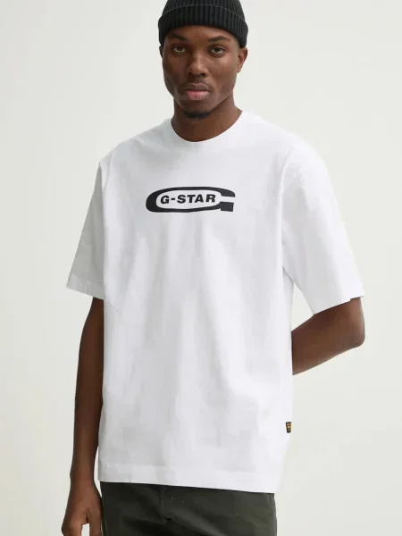 Тениска G-Star Raw с принт бяло