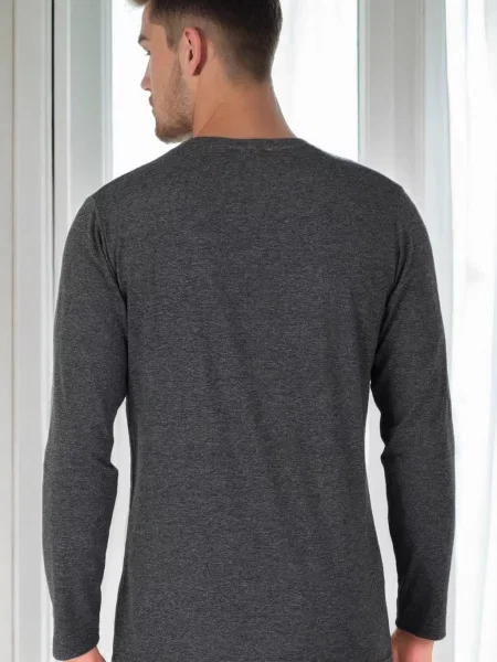 Tricou mânecă lungă Dewberry cu decolteu în V negru