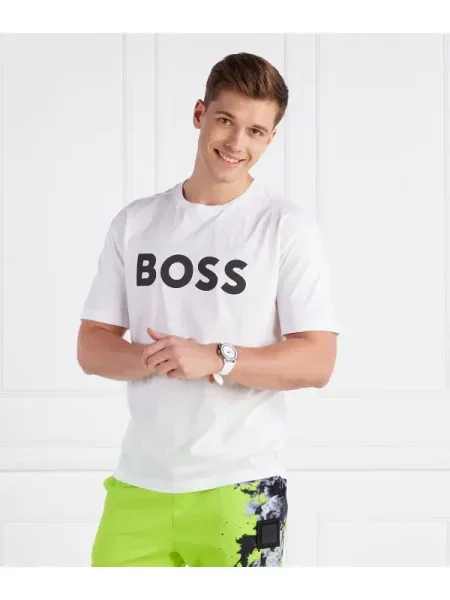 BOSS GREEN Tricou Tee 1 alb