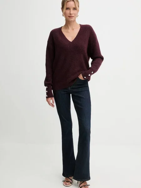 Светр з домішкою вовни Morgan легкий MSTAR бордовий