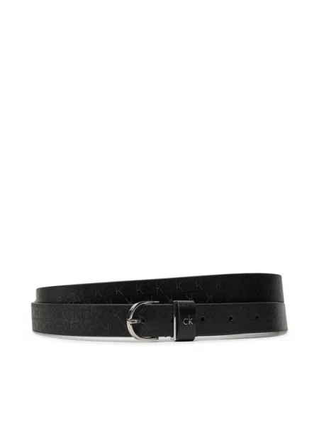 Calvin Klein Pasek Ck Metal Round Buckle czarny