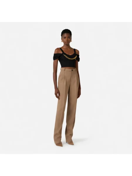 Top Elisabetta Franchi z kołnierzem czarny