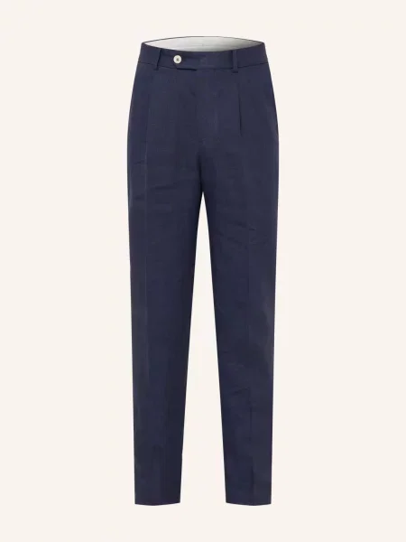 Brunello Cucinelli Kombinované Kalhoty Extra Slim Fit Z Lnu navy tmavě modré