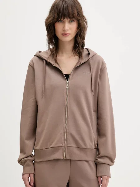 Guess bluza SOFIA z kapturem gładka brązowy