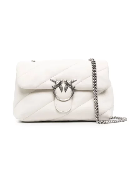 Torebka crossbody Pinko klasyczna z owczej skóry biała
