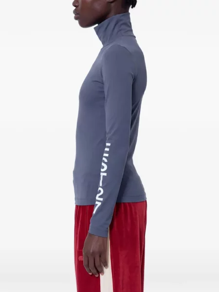 Tricou Lacoste cu guler înalt stretch gri