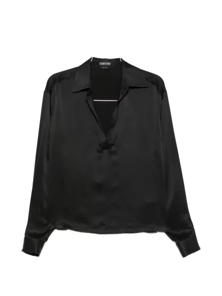 Tricou polo Tom Ford din satin negru