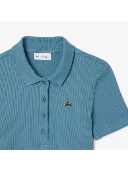 Lacoste Koszulka Polo Slim Fit W Prążki niebieska