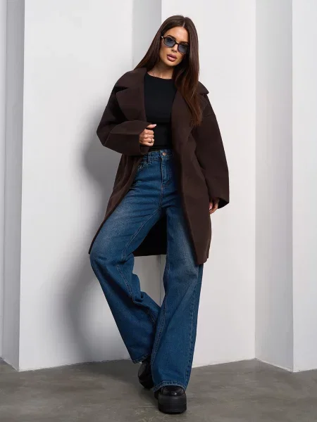 Вовняне Пальто ISSA Plus темно-коричневий коричневе