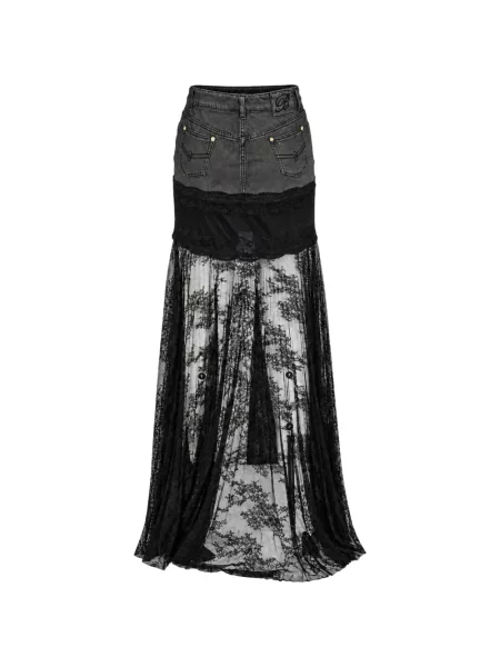 Fustă din denim Blumarine din dantelă negru