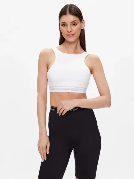 Olcsóbban. Calvin Klein Medium Support YAF fényes fitness melltartó. Méret: XL fehér