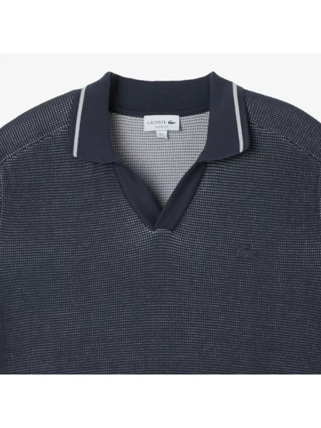 Lacoste Sweter Z Kołnierzykiem Polo Z Krótkim Rękawem Classic Fit Ciemnoszary szary