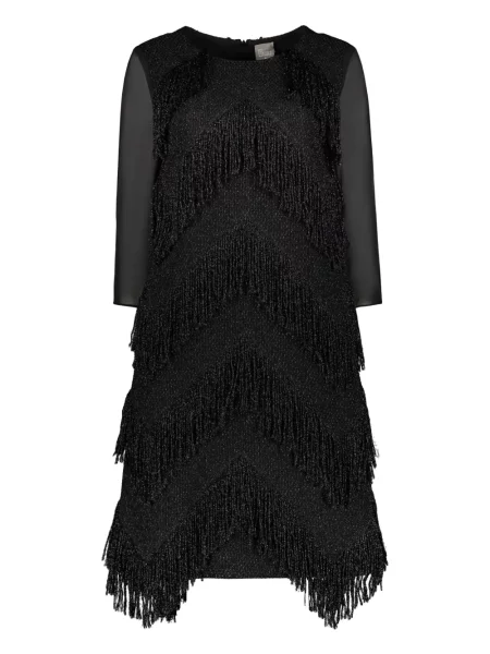 Rochie Lorena Antoniazzi cu franjuri de costum negru