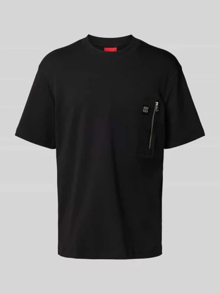 T-shirt o kroju regular fit z kieszenią na piersi model ‘Dargentee’ czarna