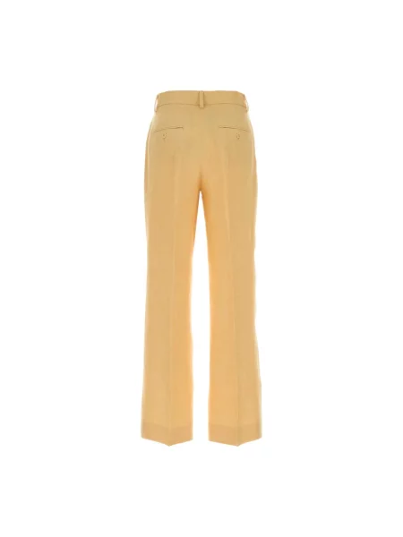 Lniane spodnie Weekend Max Mara żółte