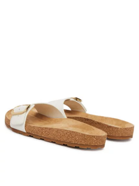 Tommy Hilfiger šľapky dámske kožené TH CLASSIC CORK SANDAL PEARL LTH biela